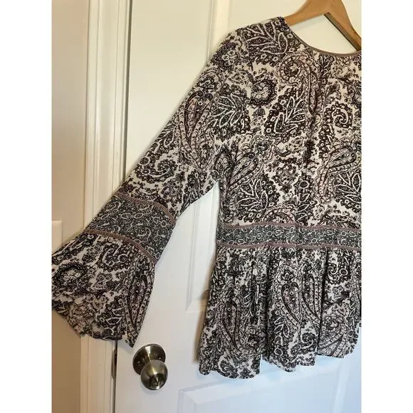 American Eagle Women's Top Lg Flowy Beachy Romantic Boho Festival Peasant Hippie - Picture 5 of 14